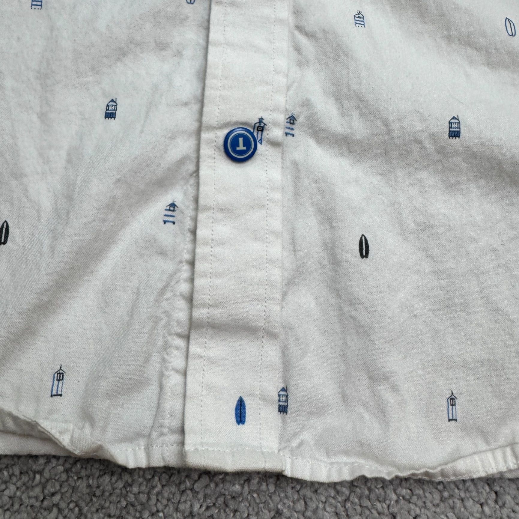 Vintage Twillory Untuckable Surfboard Print Button Down Shirt Mens Large White Cotton Size US L / EU 52-54 / 3 - 5 Thumbnail