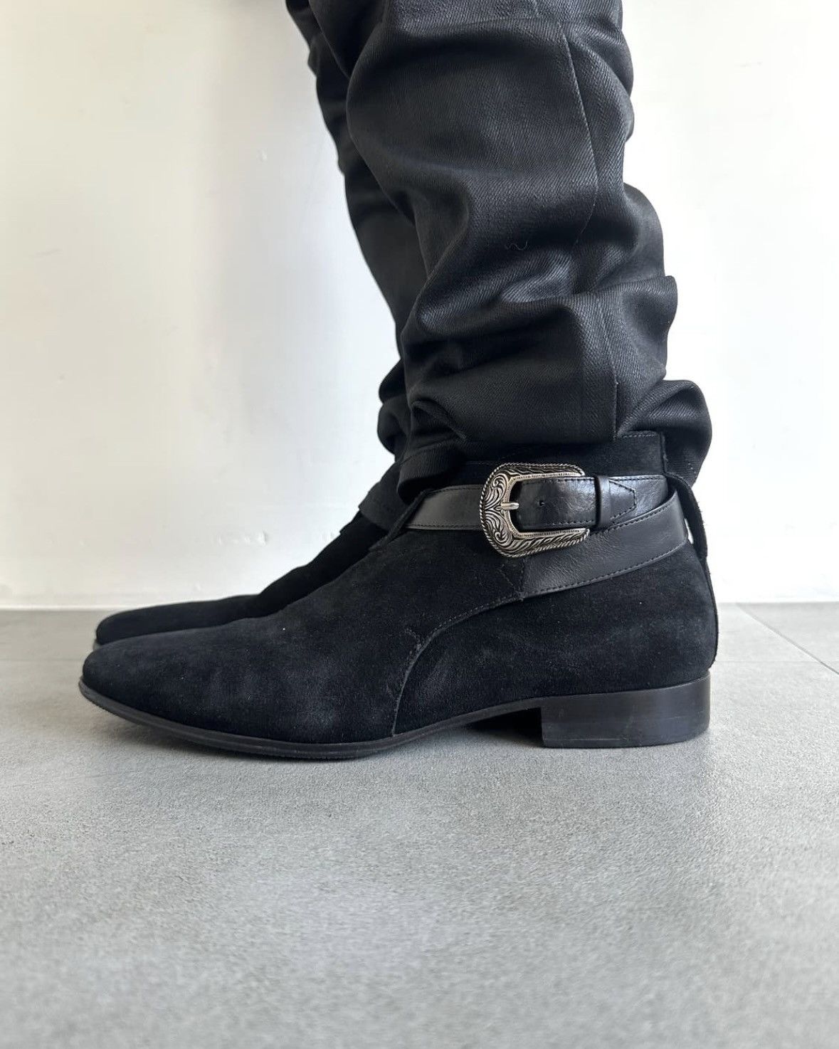 Saint Laurent Paris Black Suede Jodpur Western Buckle Boots Size US 7.5 / EU 40-41 - 1 Thumbnail