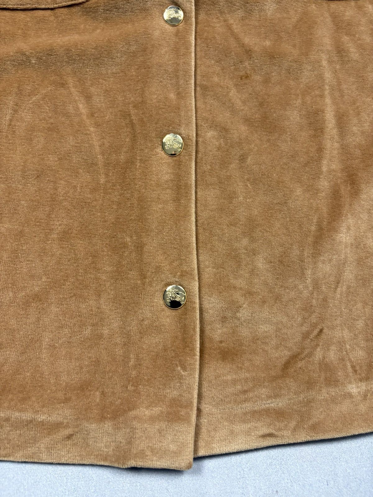 Burberry Vintage 90s Burberrys Spain Velour Quilted Overshirt Jacket Size L / US 10 / IT 46 - 11 Thumbnail