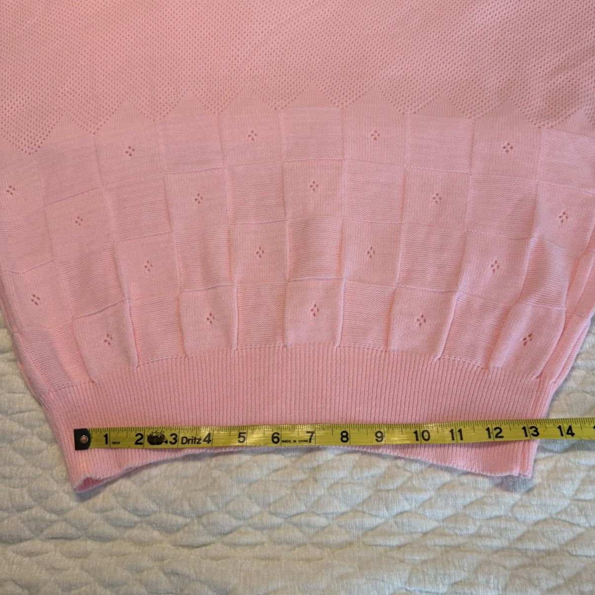 Vintage Vintage 80s Pink Lightweight Knit Sweater Sz XL Pointelle Size XL / US 12-14 / IT 48-50 - 10 Thumbnail