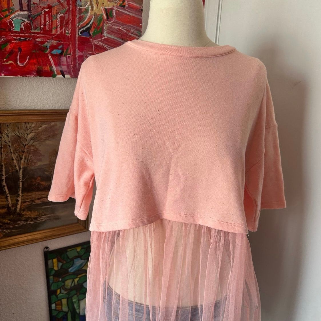 Forever 21 forever 21 pink crop top tulle shirt Size M / US 6-8 / IT 42-44 - 2 Thumbnail