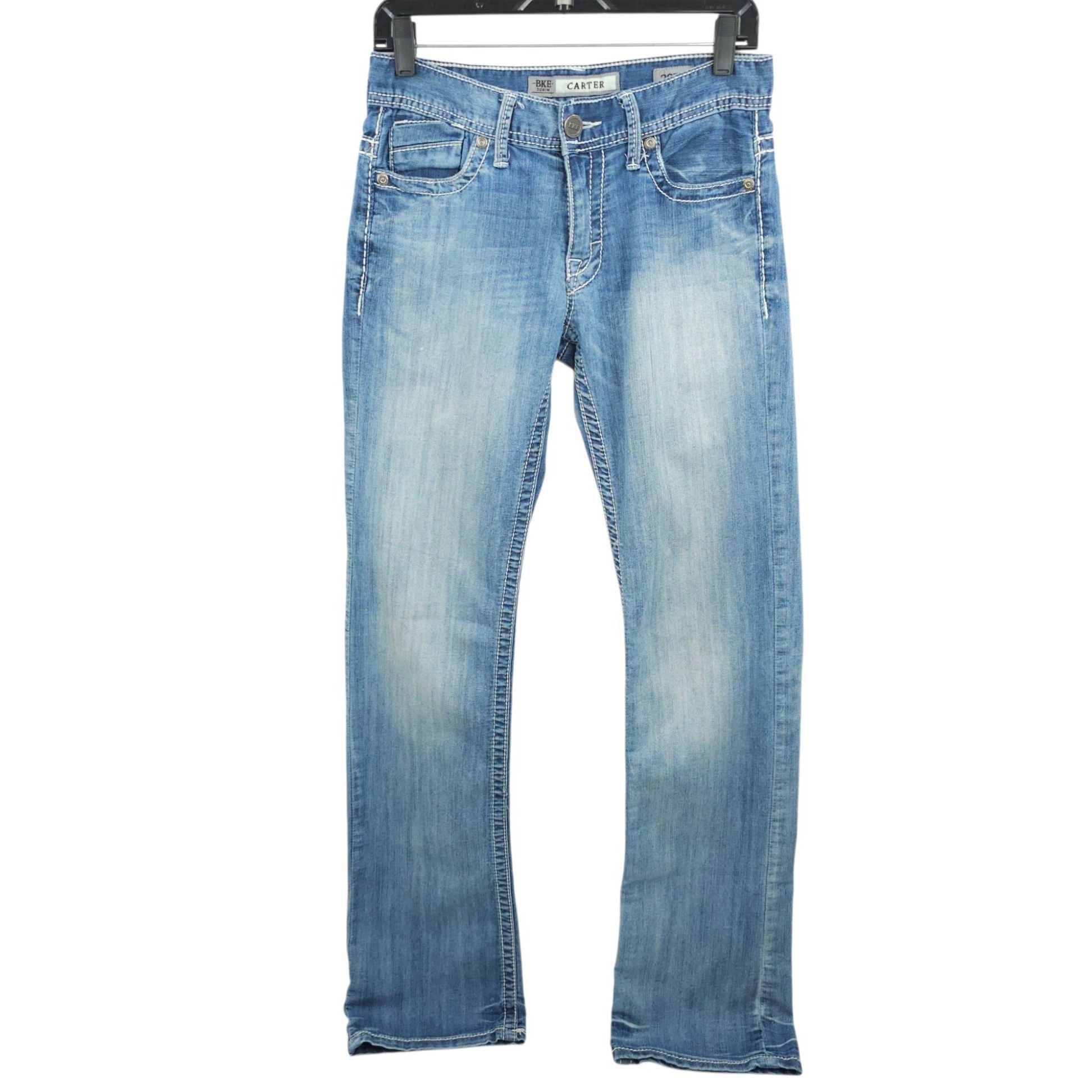BKE BKE Carter Straight Leg Jeans Size 29XL Distressed Whiskered Size US 29 - 1 Thumbnail