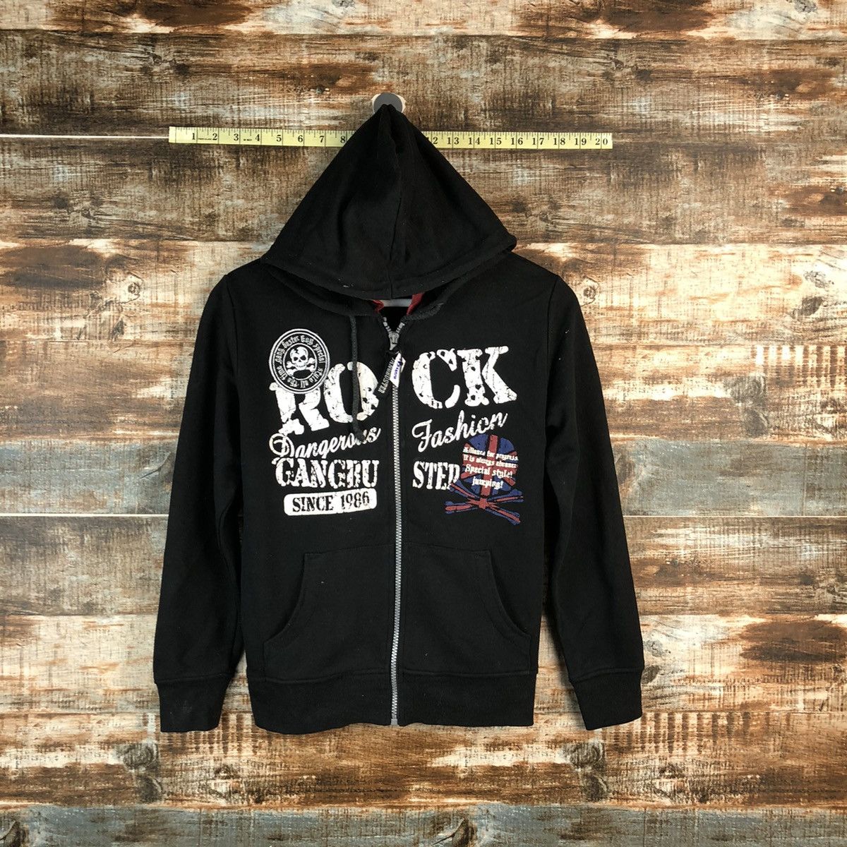 Japanese Brand Gang Busters skull punk Black sweater Hoodie #A2458 Size US XS / EU 42 / 0 - 1 Thumbnail