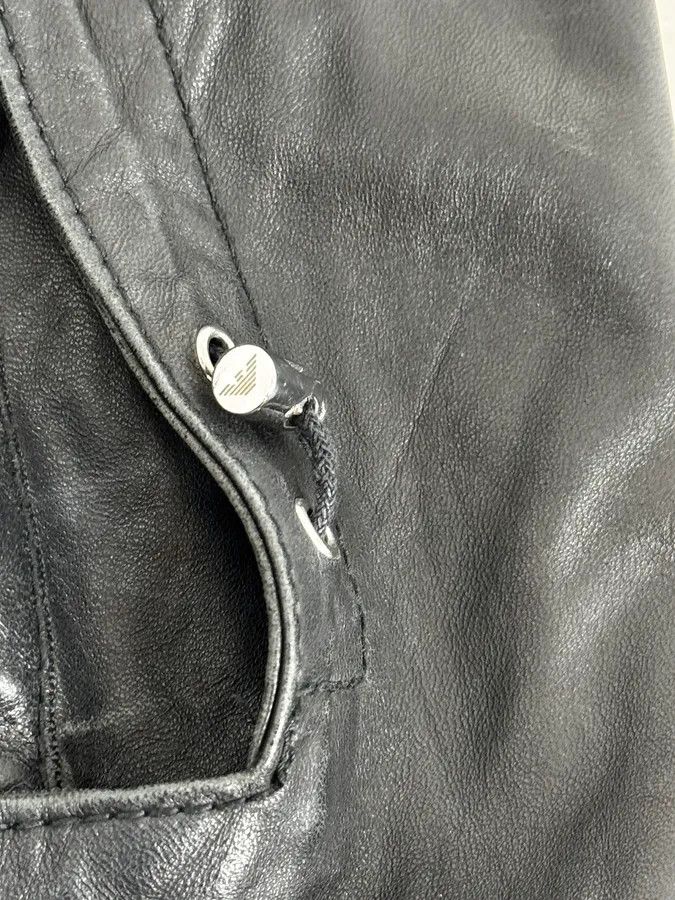 Emporio Armani 2000s Emporio Armani Black Leather Hooded Jacket Size US M / EU 48-50 / 2 - 8 Thumbnail