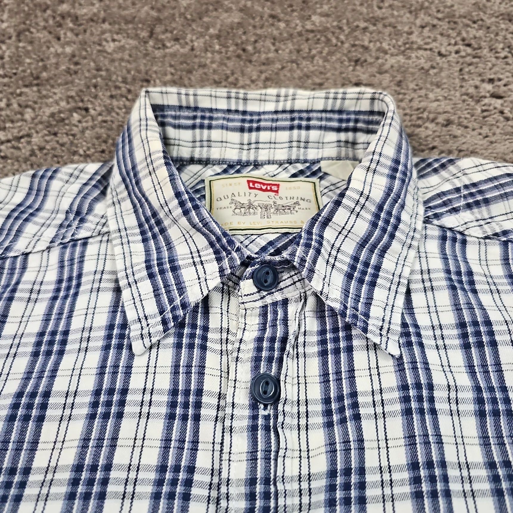 Levi's VINTAGE Levi's Button-Up Shirt Mens XL Blue Plaid Long Sleeve Casual Pockets 90s Size US XL / EU 56 / 4 - 4 Thumbnail