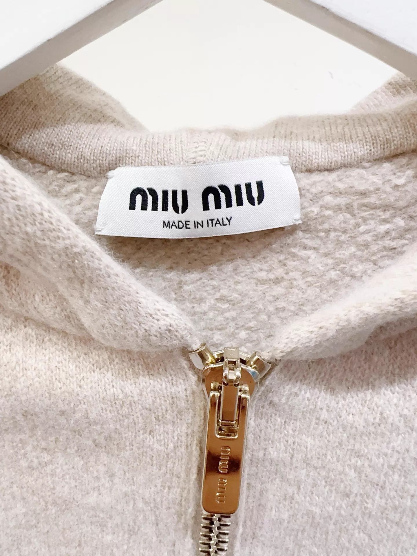 Miu Miu MIU MIU 24FW Women's Cream Wool-Cashmere Jacket 38 Size XS / US 0-2 / IT 36-38 - 3 Thumbnail
