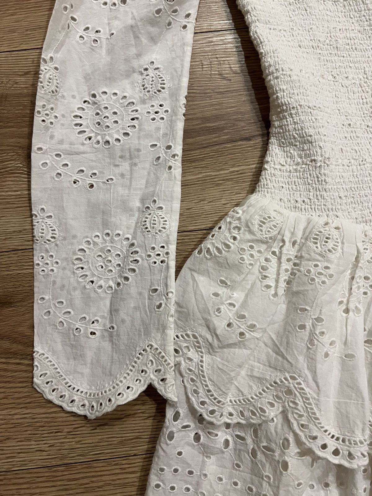 LoveShackFancy LoveShackFancy White Eyelet Mini Dress Size S / US 4 / IT 40 - 2 Thumbnail