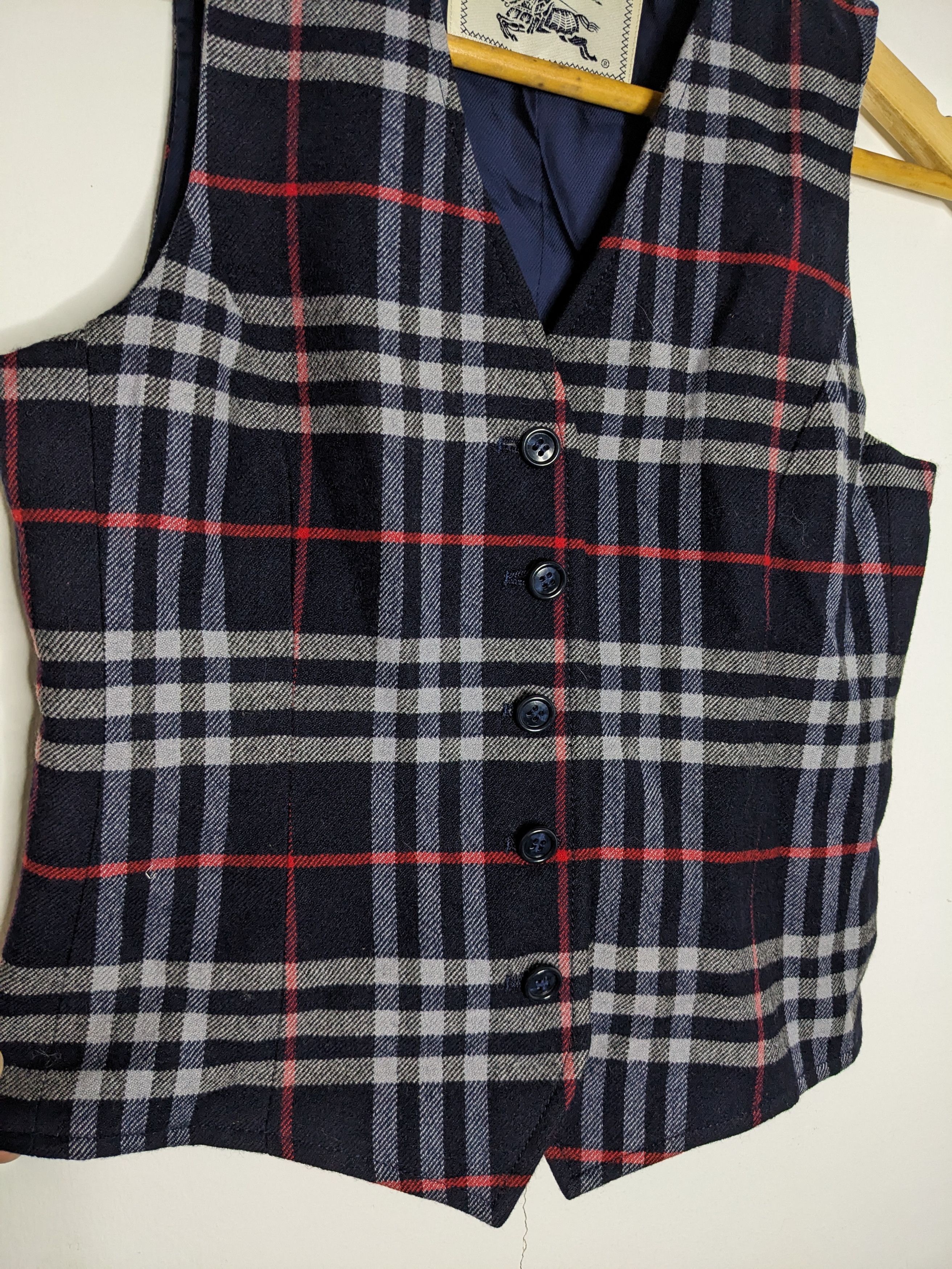 Burberry × Vintage Burberry Vintage Nova Checked Womens Blue Vest Size S / US 4 / IT 40 - 3 Thumbnail