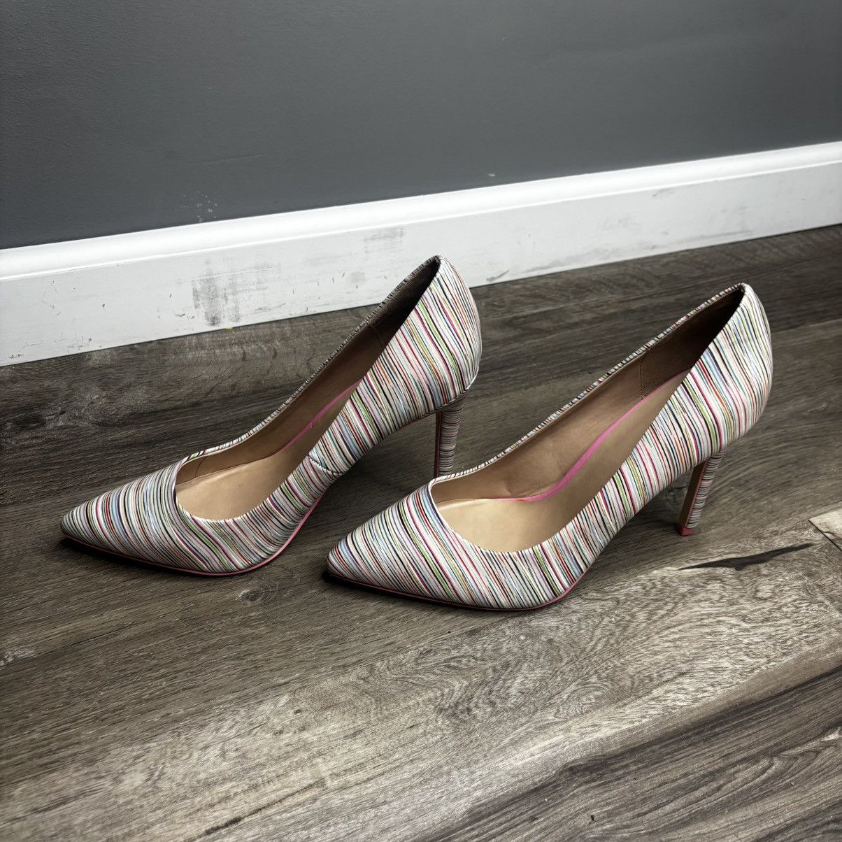 Vintage Mix No. 6 Striped Pink Pointed Toe High Heels Shoes Women's Size US 8 / IT 38 - 4 Thumbnail