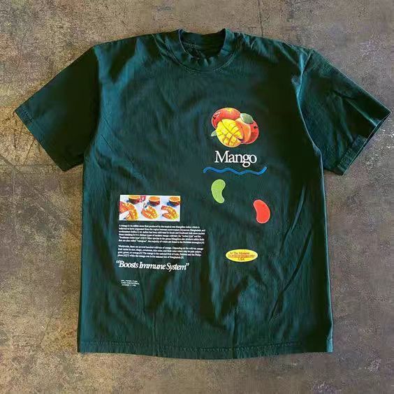 Vintage Green retro mango print cotton t-shirt Size US M / EU 48-50 / 2 - 1 Thumbnail