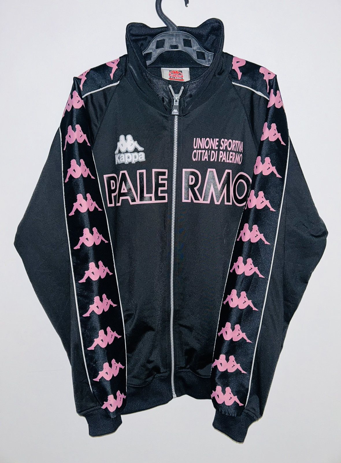 image of Soccer Jersey x Vintage Palermo 1997/98 Matchworn Full Tracksuit in Black/Pink, Men's (Size XL)
