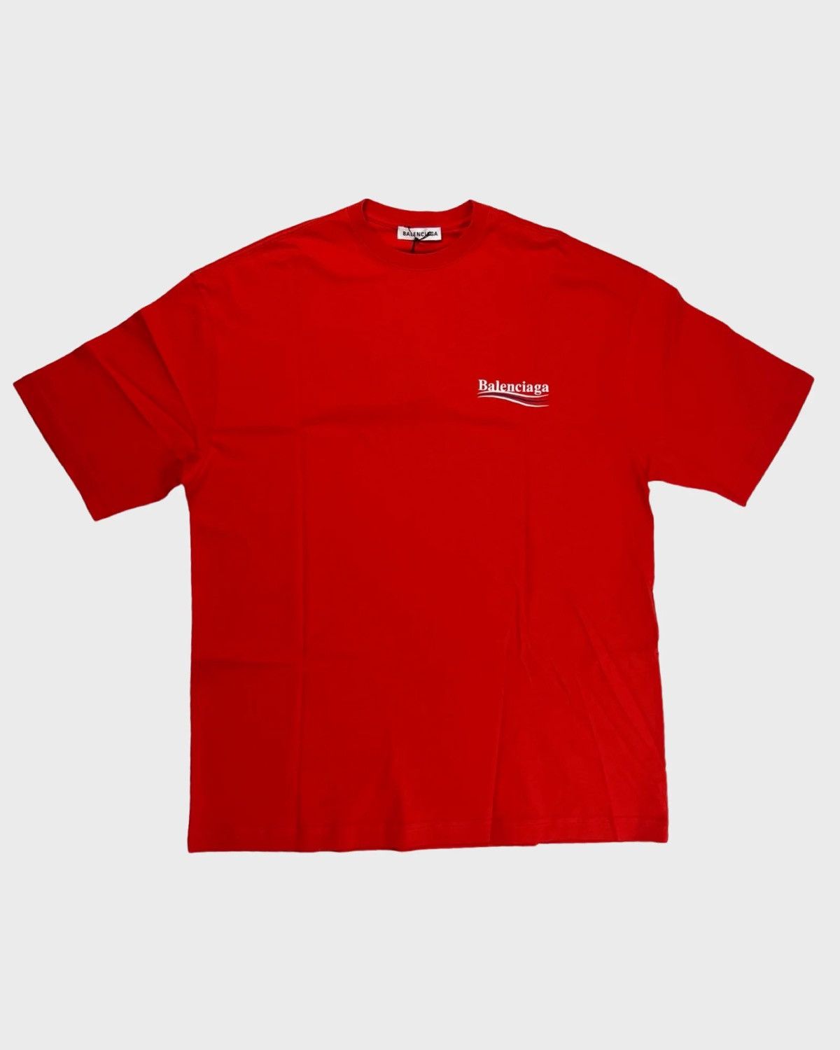 image of Balenciaga Red Politcal Logo Campaign T-Shirt Red Sz:xs, Men's