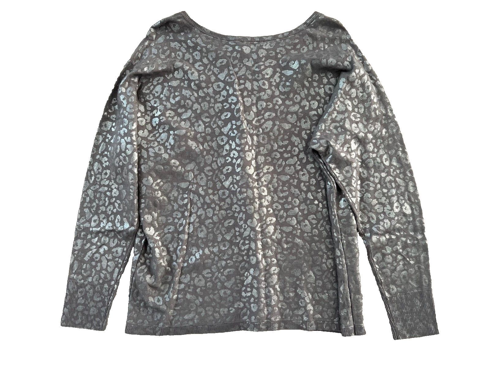 NYDJ NYDJ Metallic Cheetah Sweater Overcast Grey ( L ) Size L / US 10 / IT 46 - 3 Thumbnail