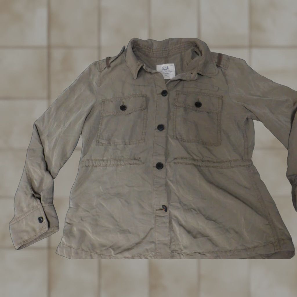 American Eagle Outfitters American Eagle Outfitters Jacket Women M Beige Lightweight Denim Button Zip Casual Winter Regular Medium Women Size M / US 6-8 / IT 42-44 - 1 Thumbnail