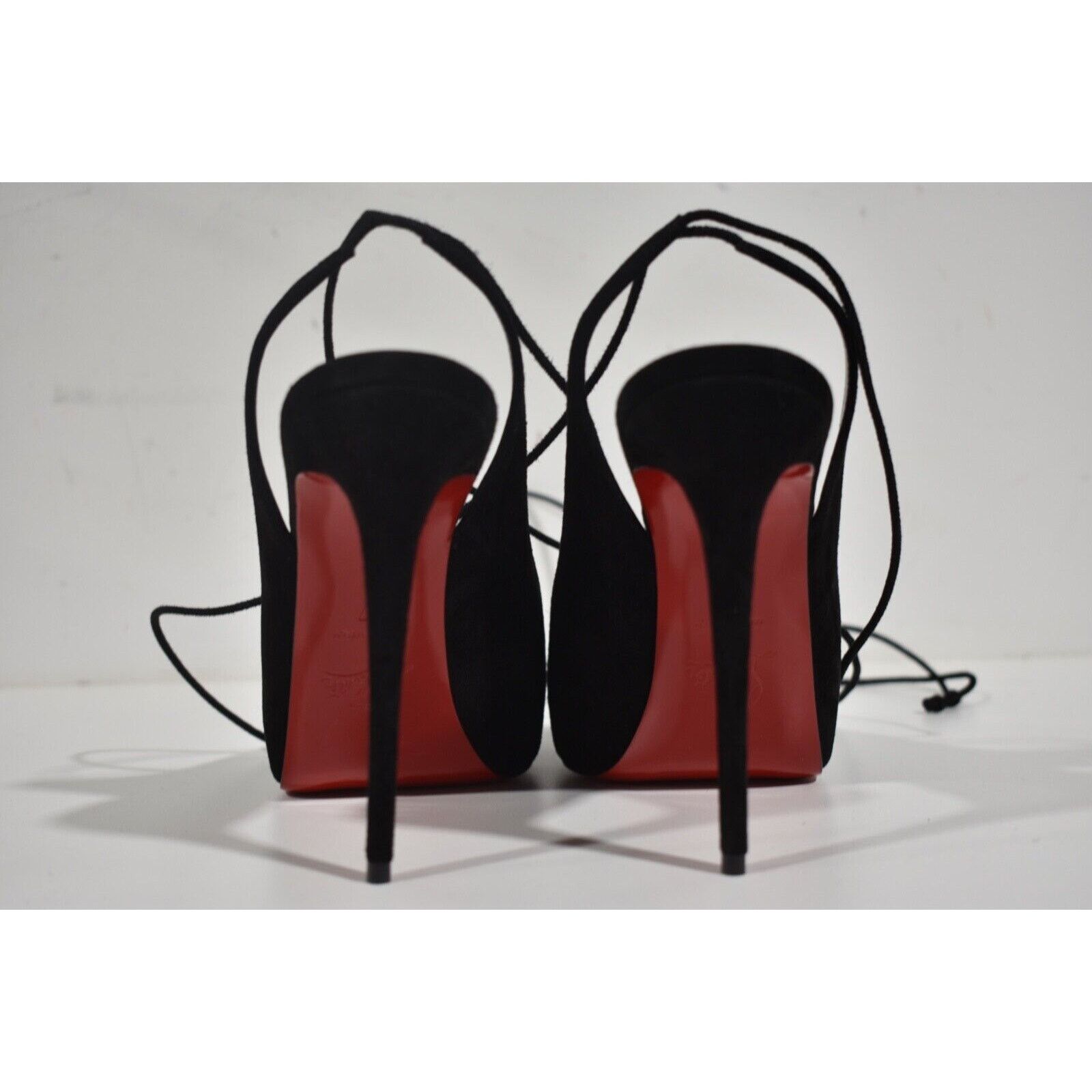 Christian Louboutin Lace Up NVP 120 Black Suede Peep Toe Sandal Heel Pump 38.5 Size US 8.5 / IT 38.5 - 11 Thumbnail