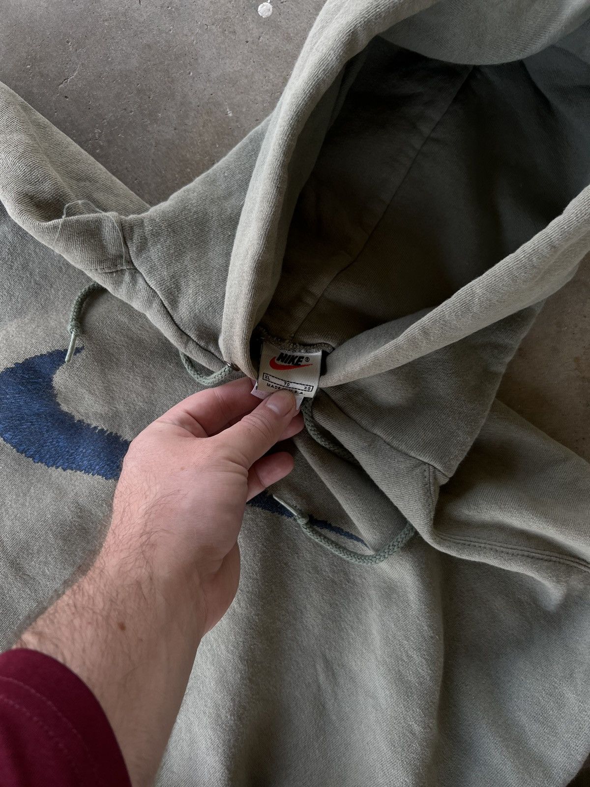 Nike × Vintage Vintage 90’s Silver Tag Pistachio Nike Big Swoosh Hoodie Size US XL / EU 56 / 4 - 3 Thumbnail