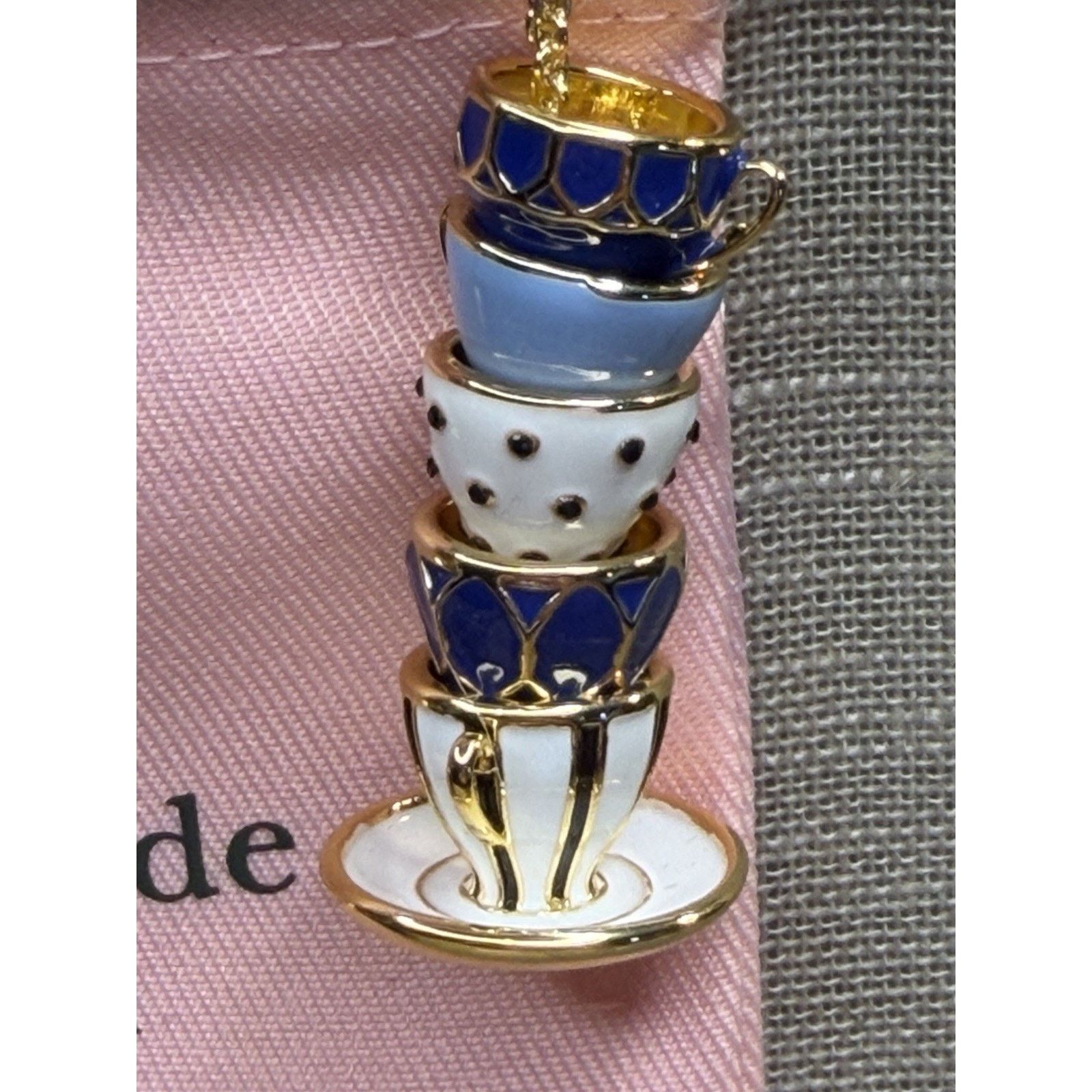 Kate Spade Kate SpadeTea Time Necklace Earrings Teacup Teapot Blue Gold Size ONE SIZE - 6 Thumbnail
