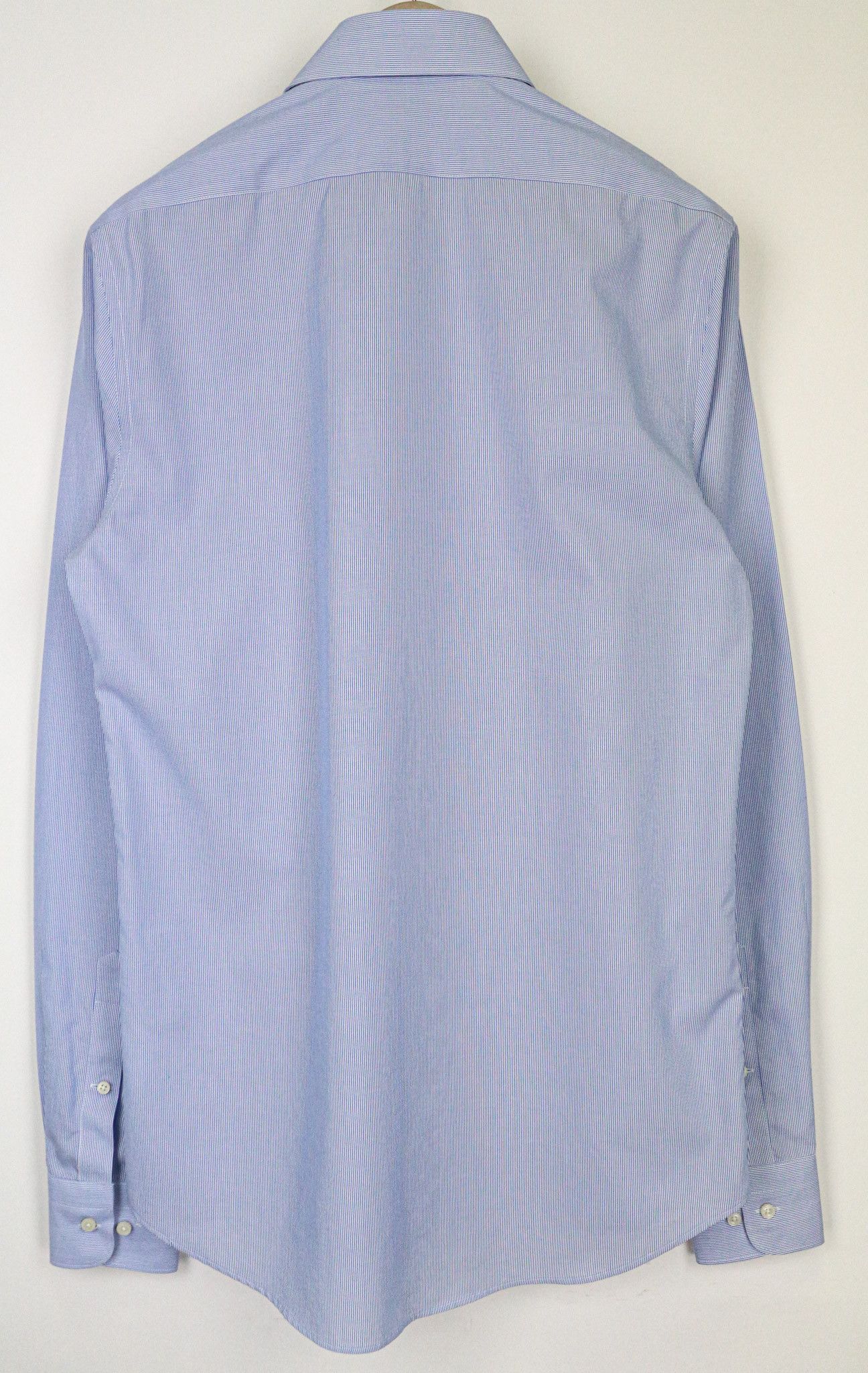 Suitsupply 39-7/15 1/2L Extra Slim Blue Cotton Striped Shirt 77033 Size 38R - 2 Thumbnail