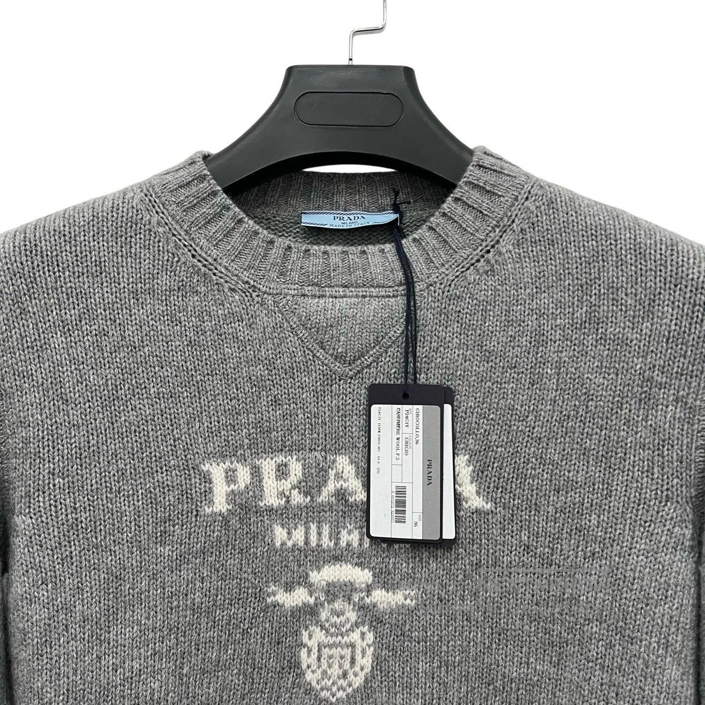 Prada FW25 Embroidered Logo Cashmere Sweater.