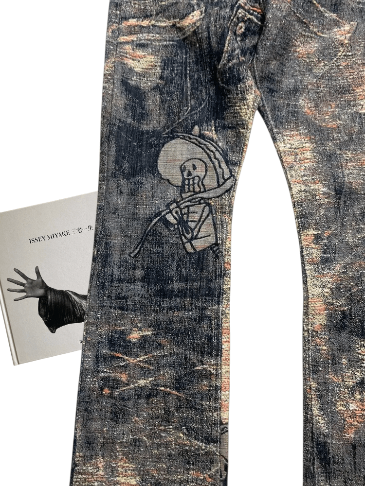 Issey Miyake 🫰RARE🫰 A POC Issey Miyake Boro Skeleton Denim Jeans Size US 32 / EU 48 - 2 Thumbnail