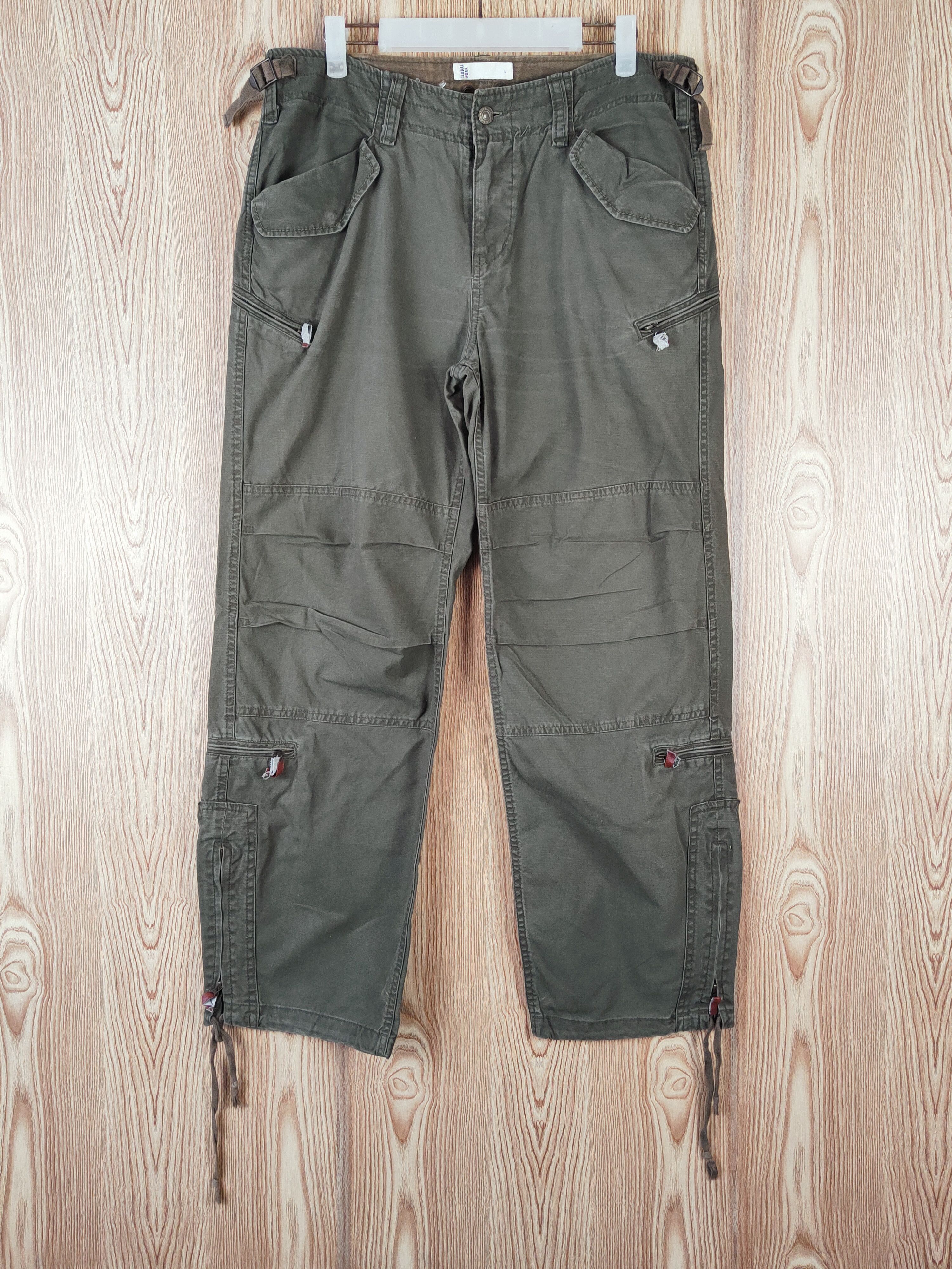 Global Work × Vintage Vintage Global Work Olive Multi Tactical pocket Cargo Pants Size US 36 / EU 52 - 1 Thumbnail