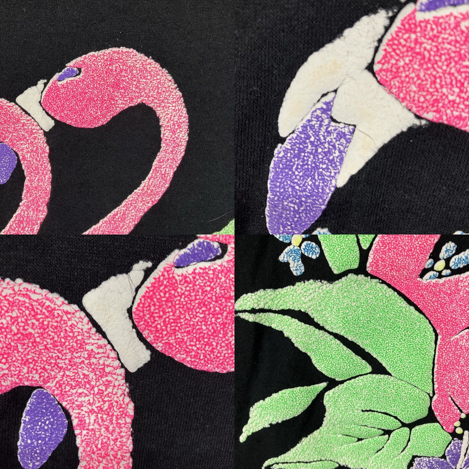 Fruit Of The Loom VINTAGE Fruit of the Loom Flamingo T Shirt 90s Style Graphic Tee Black Large Unisex Short Sleeve 1990s Neon Puffy Oversized Shirt Size US L / EU 52-54 / 3 - 8 Thumbnail