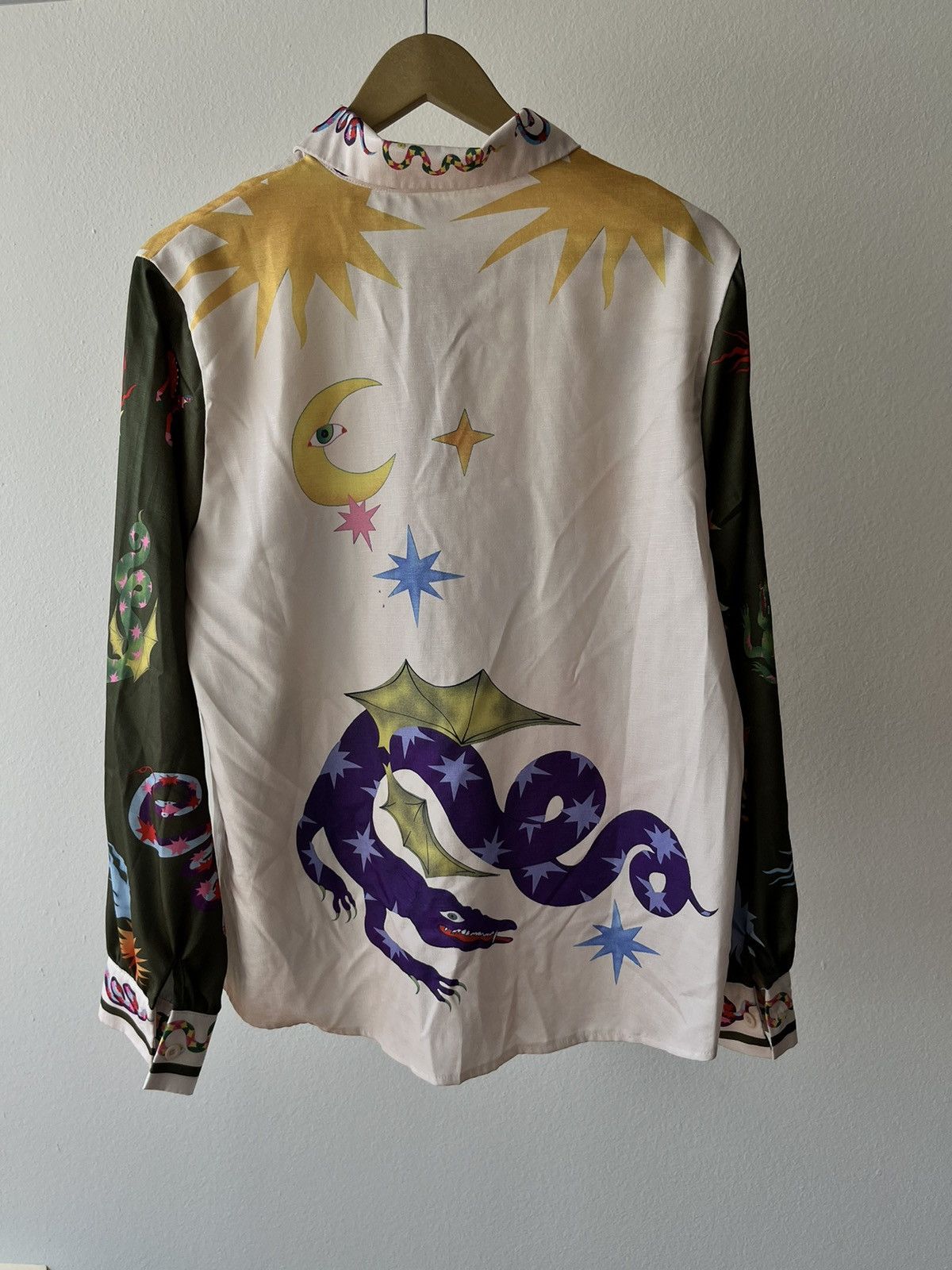 Designer Days Of Heaven Print Shirt Button Up Large Size L / US 10 / IT 46 - 8 Thumbnail