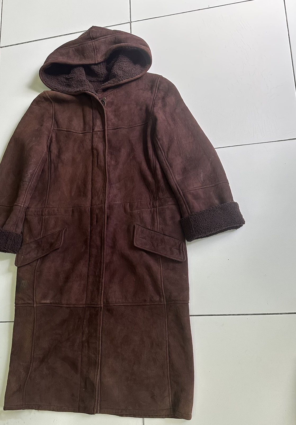 Loewe ❤️VINTAGE❤️ LOEWE LEATHER SHEARSLING LONG JACKETS Size S / US 4 / IT 40 - 3 Thumbnail