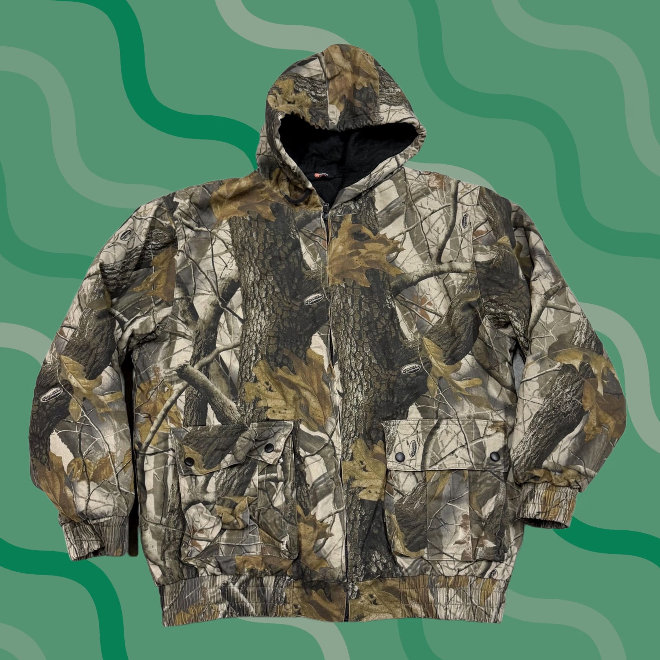 Vintage Outfitters Ridge Jacket Mens Large Brown Camo Hooded Puffer Hunting Outdoor Size US L / EU 52-54 / 3 - 1 Thumbnail