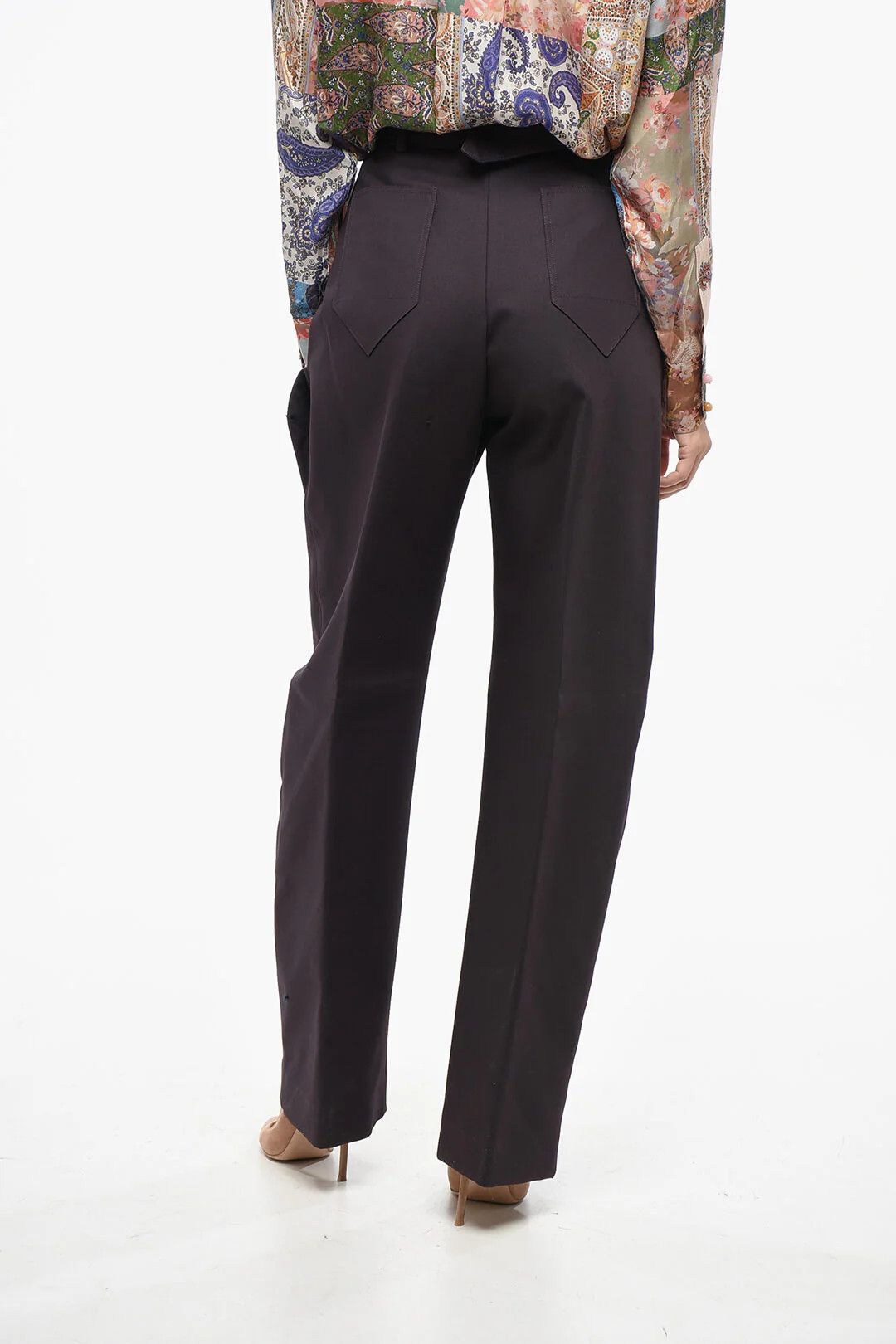 Lanvin og1mm0426 Wide Wool Pant in Brown Size 26" / US 2 / IT 38 - 2 Thumbnail