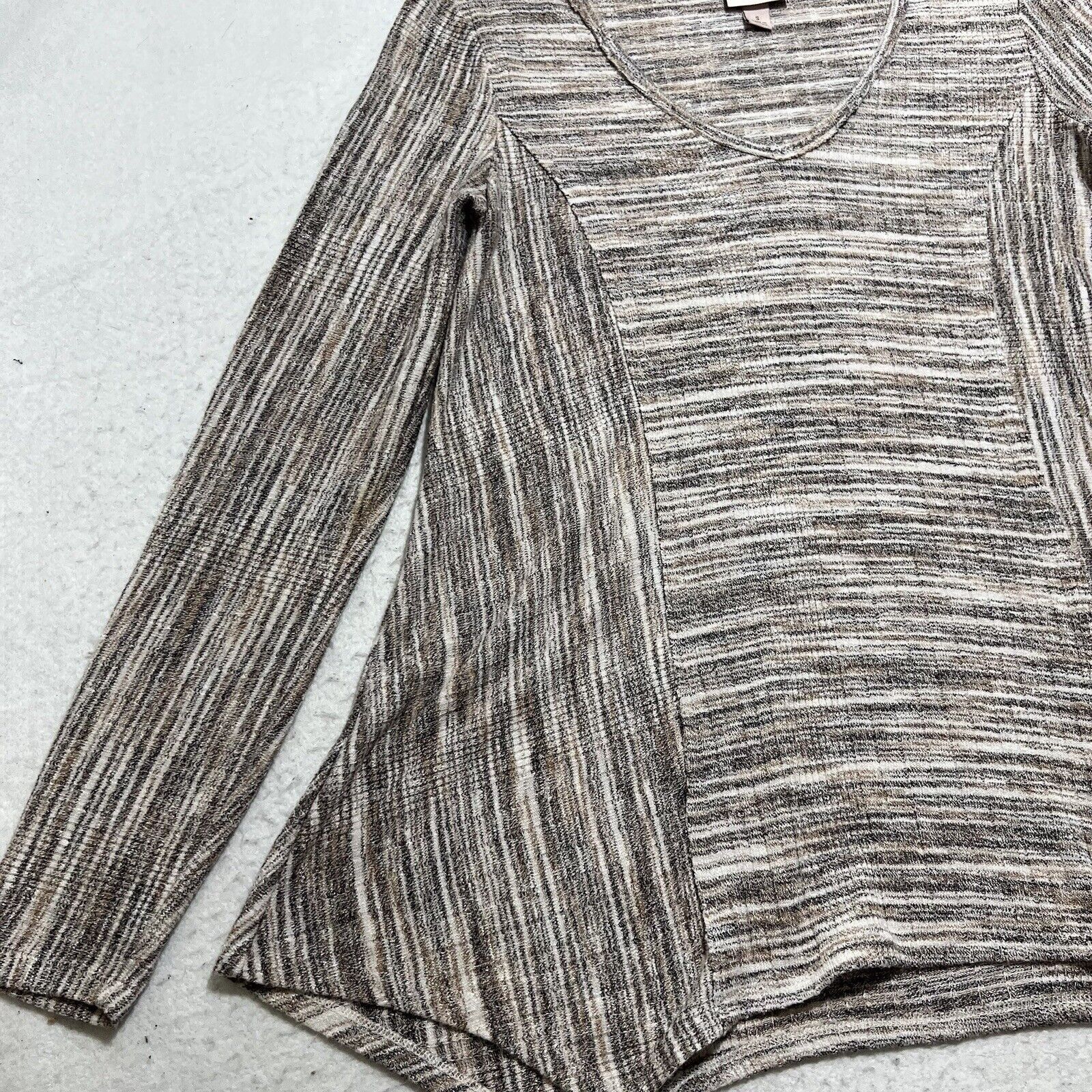 Target Basics Knox Rose Pullover Sweater V Neck Beige Striped Top Size S / US 4 / IT 40 - 5 Thumbnail