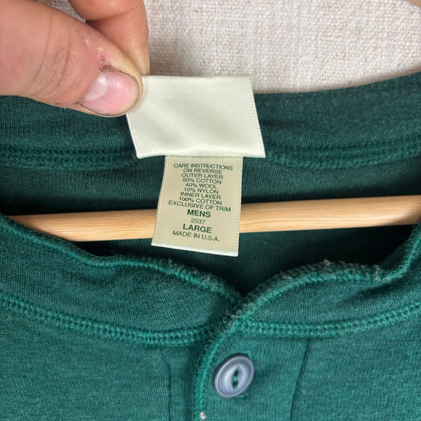 L.L. Bean Vintage LL Bean River Drivers Double Layer Faded Henley Size US L / EU 52-54 / 3 - 3 Thumbnail