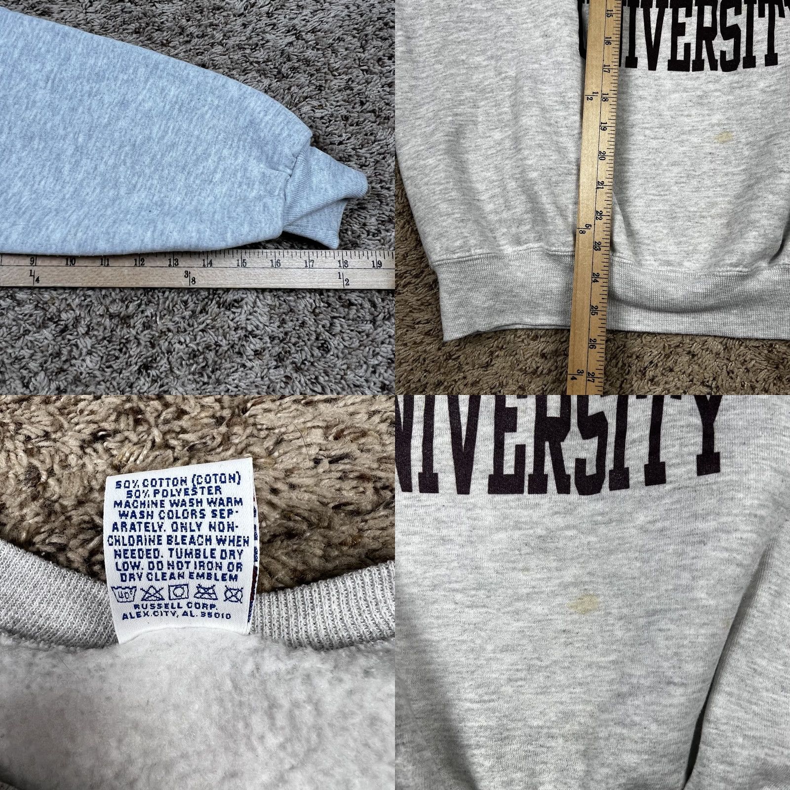 Russell Athletic VINTAGE Russell Athletic Sweatshirt Crewneck 90s Gusset XL Gray Unisex Adults Size US XL / EU 56 / 4 - 8 Thumbnail