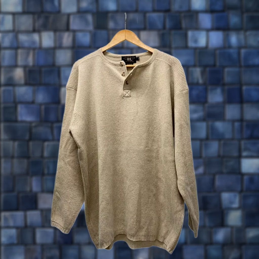 Ralph Lauren RRL Ralph Lauren Henley Sweater Shirt Wool Size L Beige Mens Size US L / EU 52-54 / 3 - 1 Thumbnail