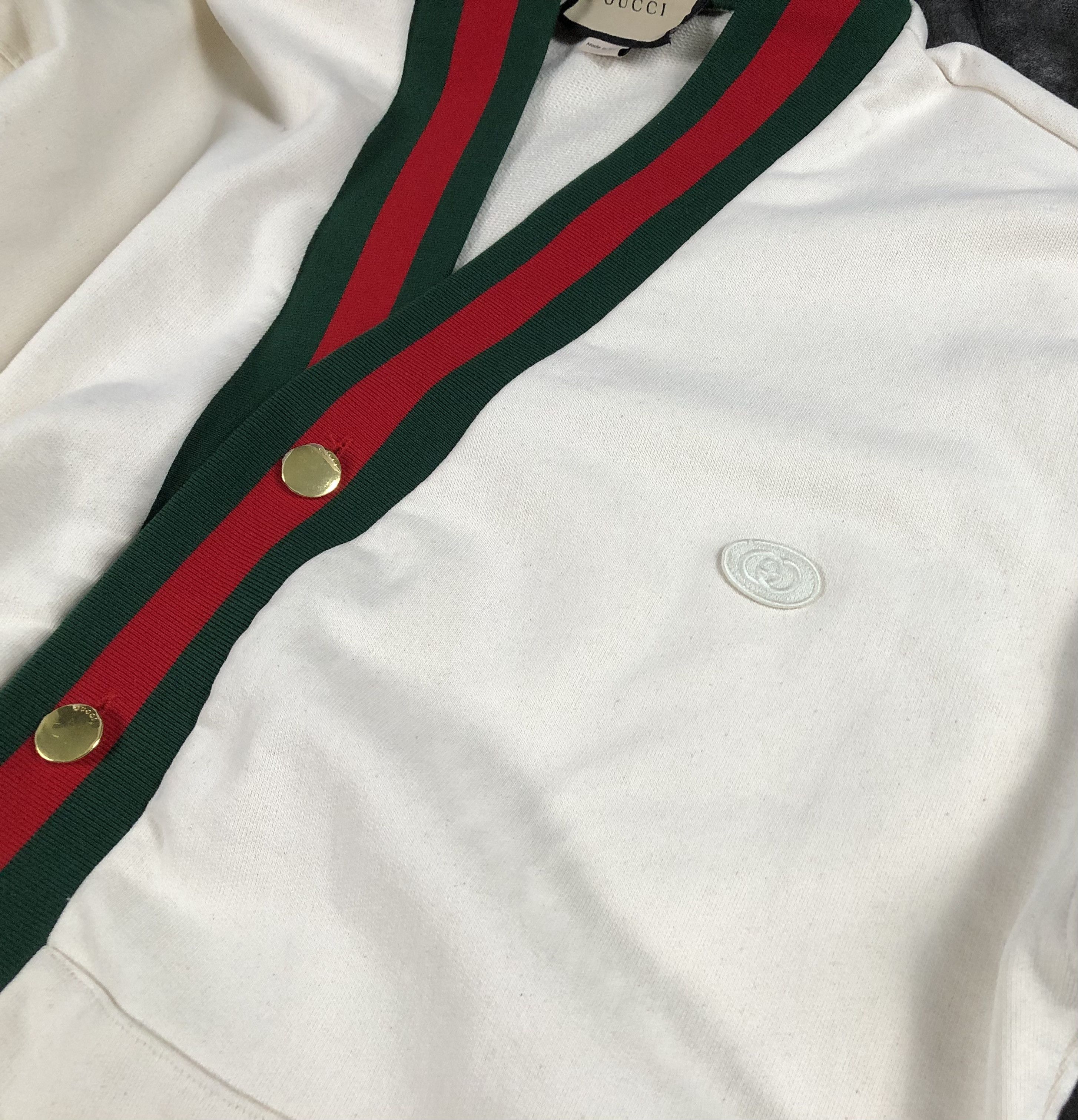 Gucci Gucci Cotton Jersey Cardigan With Web Detail Size US L / EU 52-54 / 3 - 14 Thumbnail