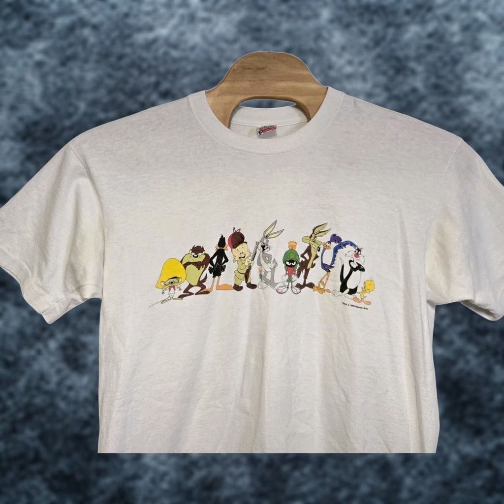 Fruit Of The Loom VINTAGE Looney Tunes T-Shirt Single Stitched 1991 XL 2-Sided Warner Bros Rare White Unisex Adults Regular Theme: Cartoon Bugs Bunny Shirt Mens Girls Size US XL / EU 56 / 4 - 1 Thumbnail
