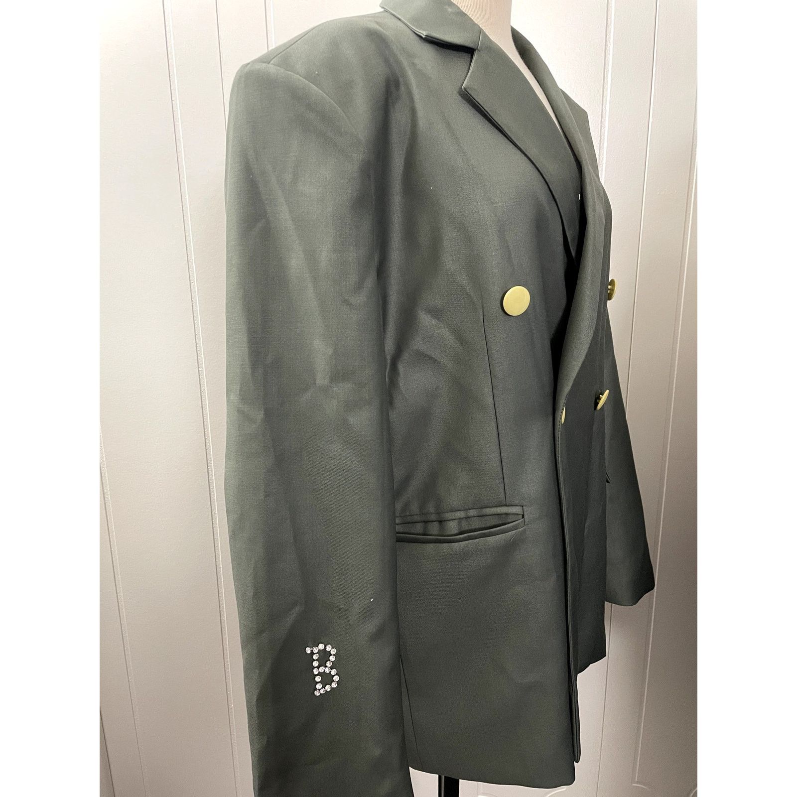 The Unbranded Brand Y2K Beulah Style NWT Womans Over Sized Large Olive Blazer Size L / US 10 / IT 46 - 7 Thumbnail