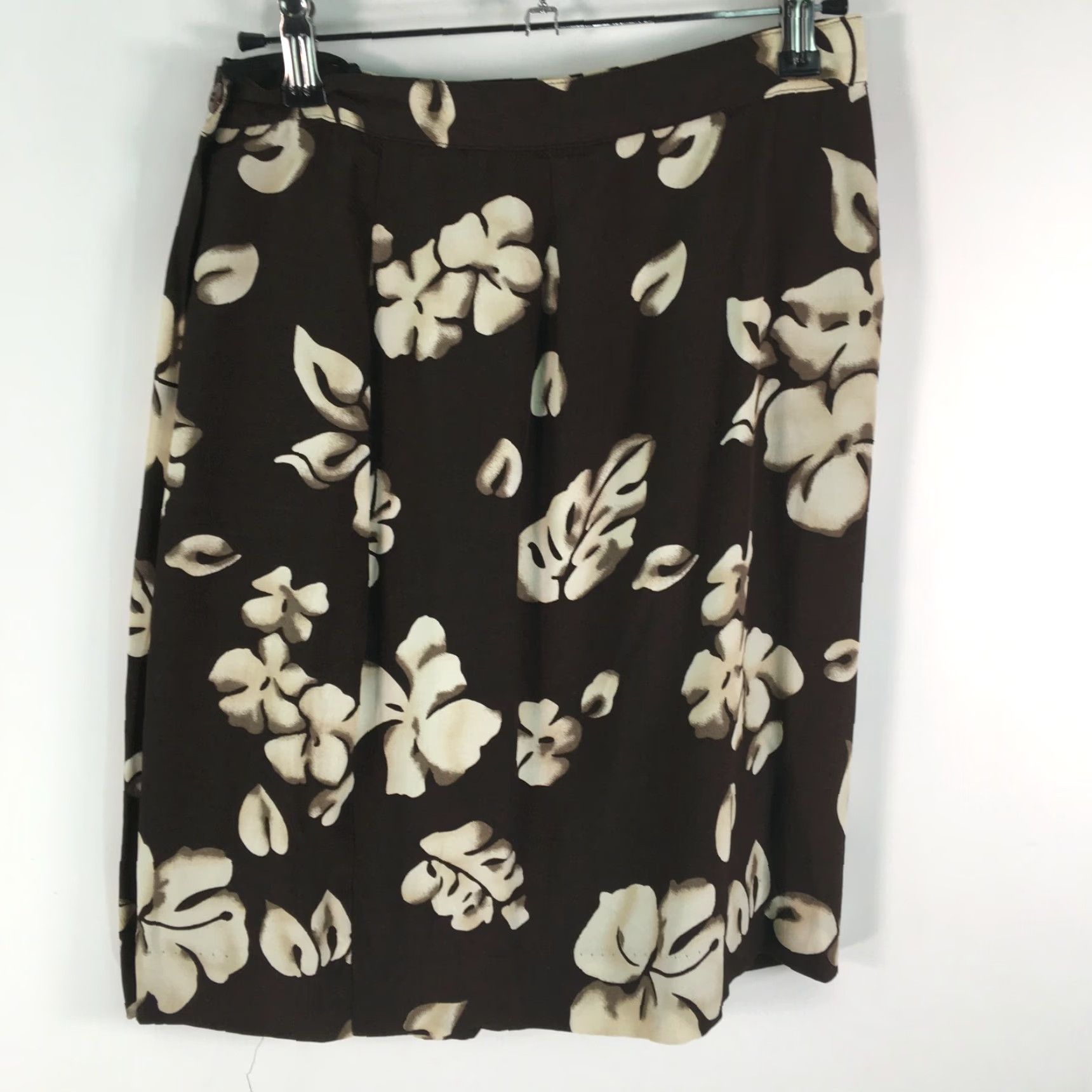 Vintage VINTAGE Unbranded Skirt Women Knee Length Floral Brown 6P Petite A-Line Casual Size 26" / US 2 / IT 38 - 2 Thumbnail