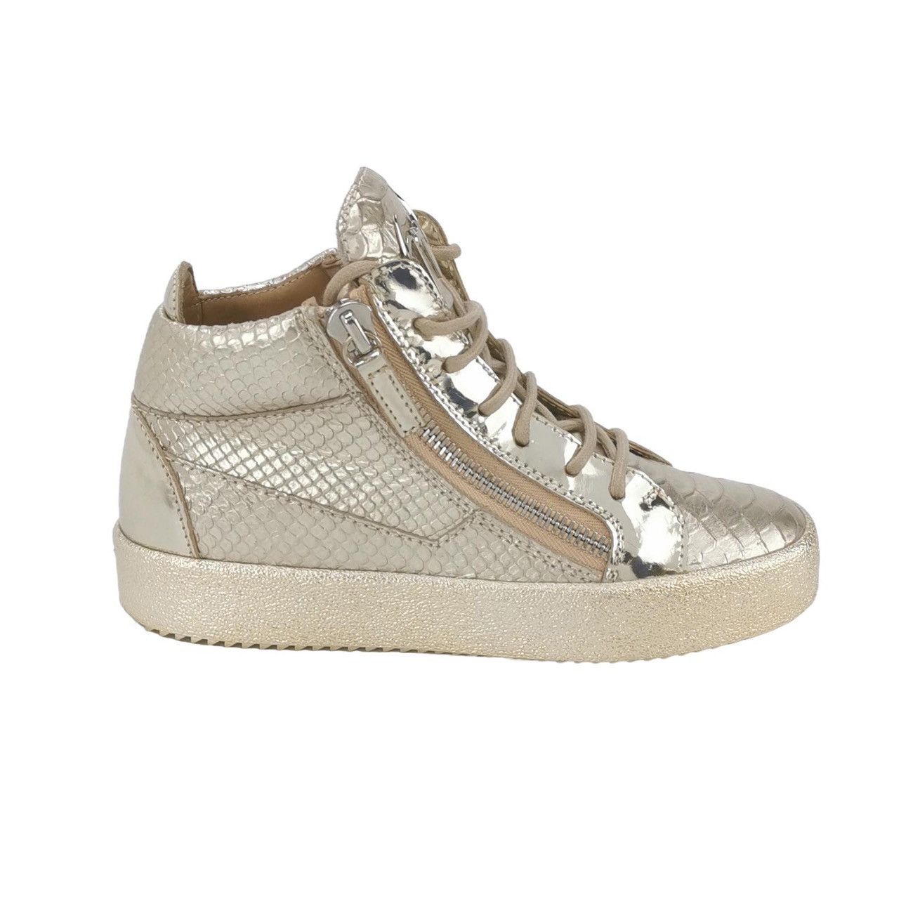 Giuseppe Zanotti Giuseppe Zanotti Gold Croc-Embossed High Top Sneakers Size US 5.5 / IT 35.5 - 2 Thumbnail
