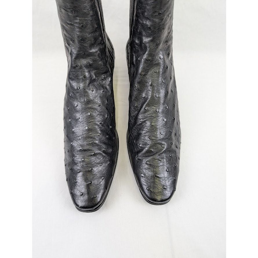 Saint Laurent Paris o1rshd1 Ostrich Leather Boots in Black Size US 8 / EU 41 - 20 Thumbnail