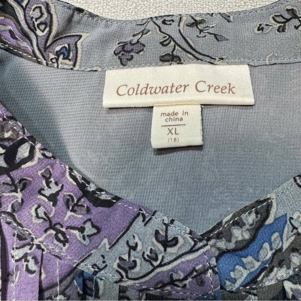 Coldwater Creek Coldwater Creek Chiffon Floral Front Pleated Blouse Size XL Size XL / US 12-14 / IT 48-50 - 6 Thumbnail