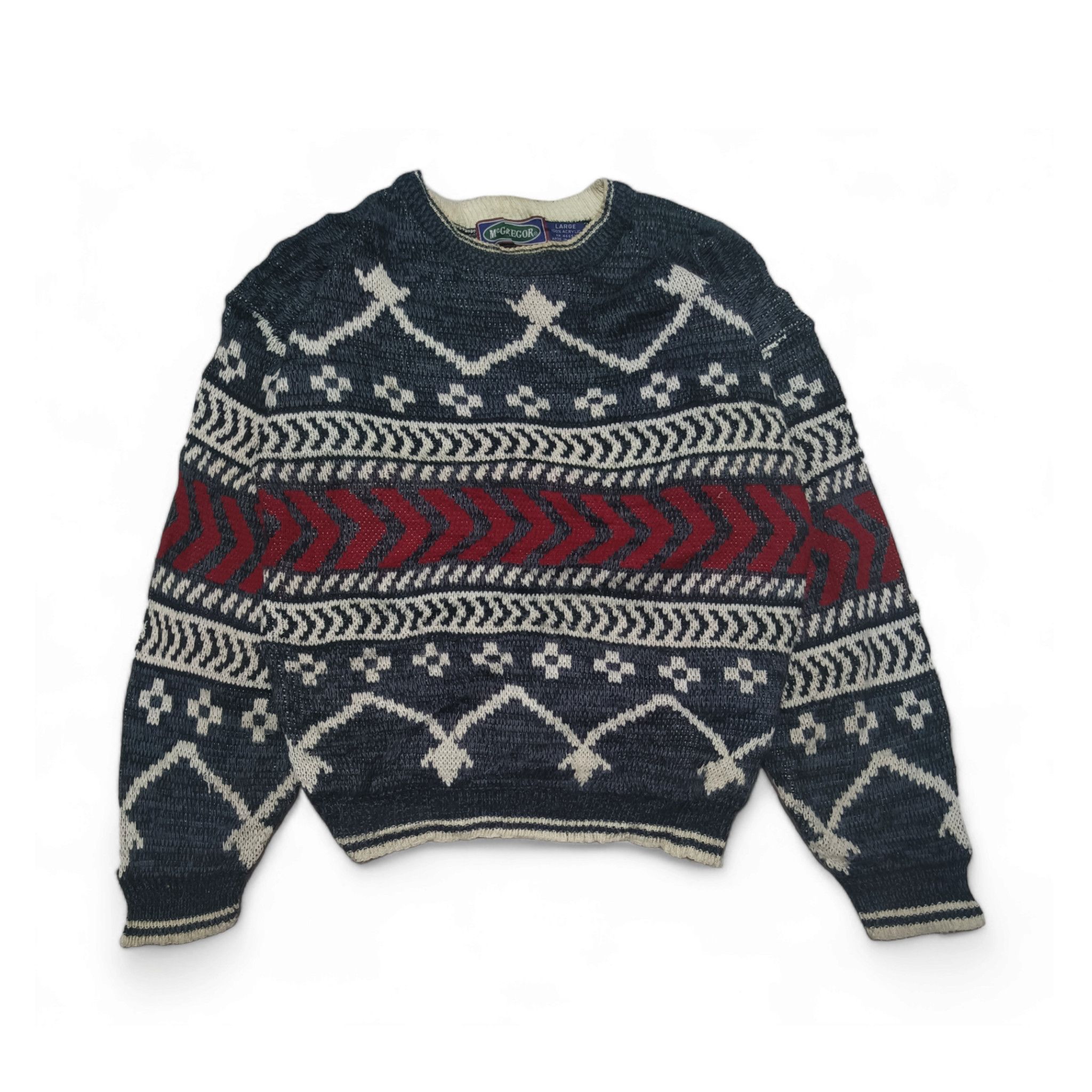 Vintage 90s MCGREGOR Ethnic Abstract Motifs Knit Sweater