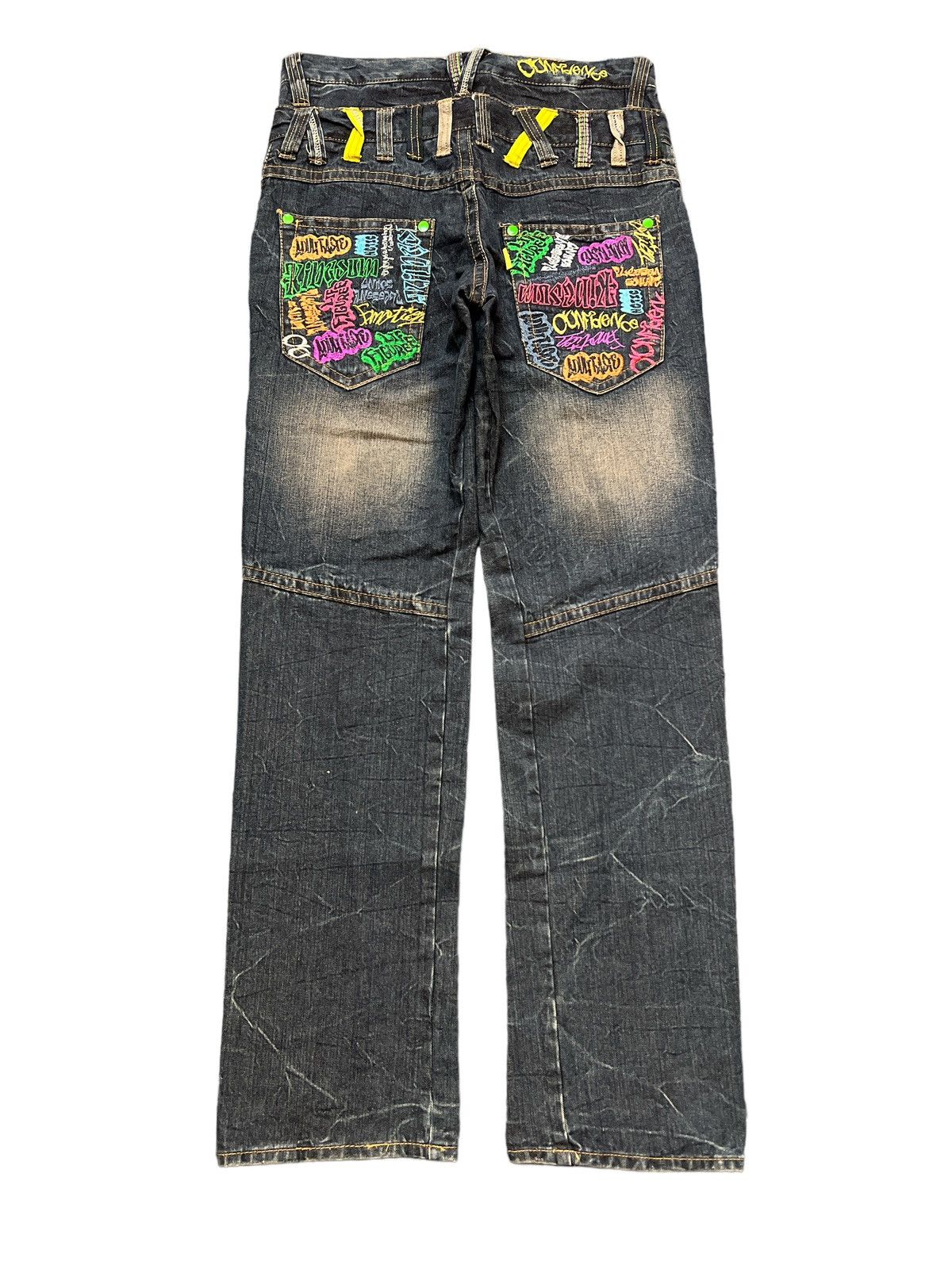 Japanese Brand × Vintage DOUBLE WAIST💥SORRIDERE EMBROIDERED DISTRESSED DENIM PANT Size US 30 / EU 46 - 6 Thumbnail