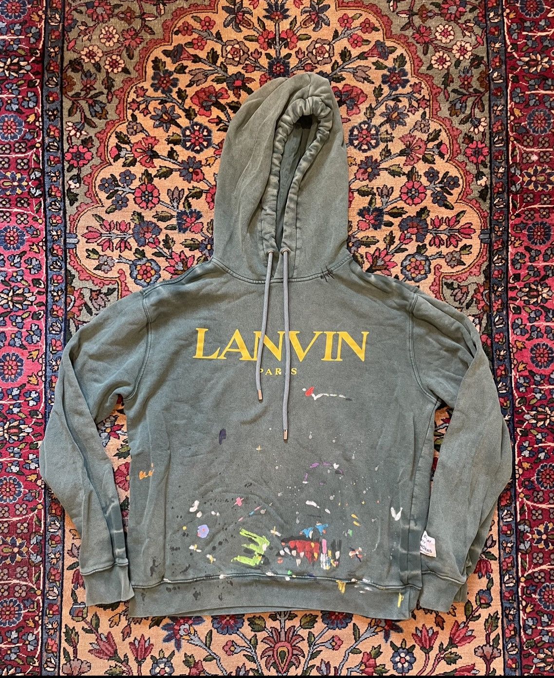 image of Gallery Dept. Paint Splatter Hoodie in Green, Men's (Size XL)