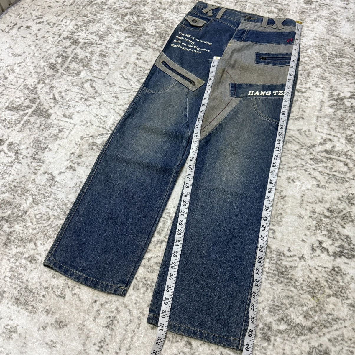 Japanese Brand Vintage Hang Ten Paneled Patchwork Reconstructed Jeans Size 28" / US 6 / IT 42 - 11 Thumbnail