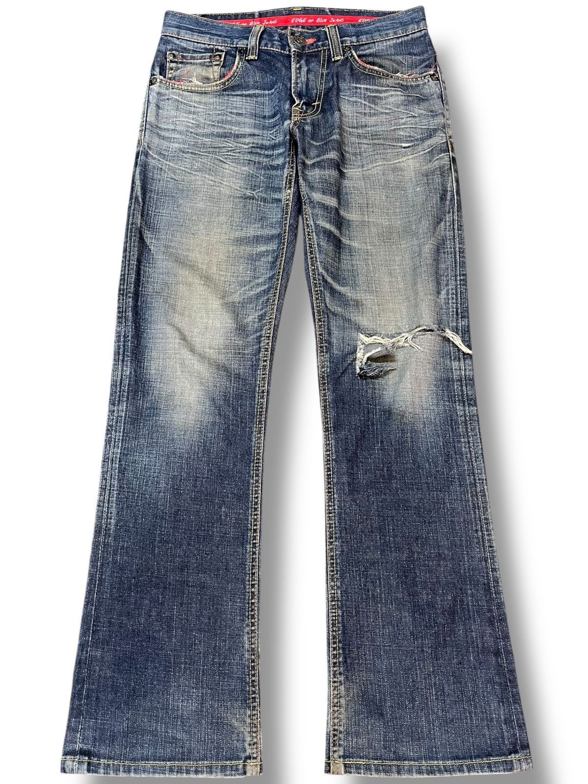 Beauty Beast × Edwin Vintage Edwin 512 Edge Of Blue Jeans Flare Distressed Denim Size US 30 / EU 46 - 1 Thumbnail