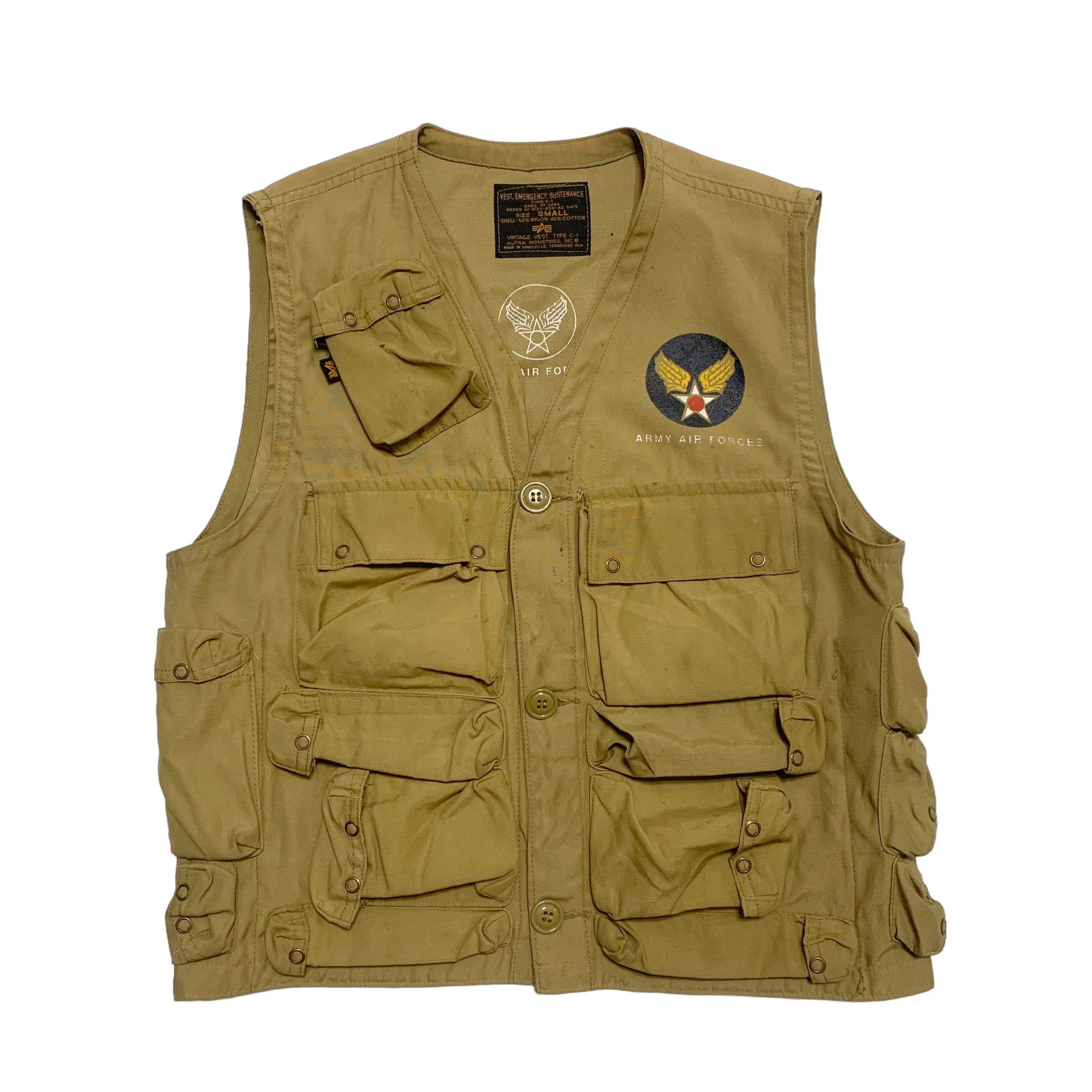 image of Vintage Alpha Industries Multipocket Tactical Vest in Brown, Men's (Size Small)