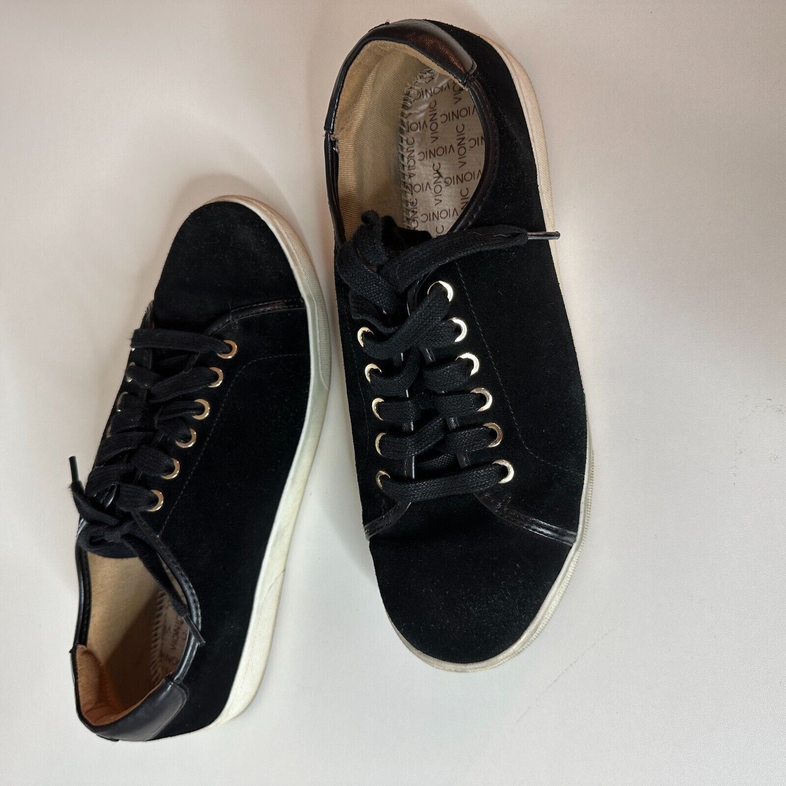 Vionic Vionic Sunny Brinley Black Suede White Trim Walking Shoe 8.5 Size US 8.5 / IT 38.5 - 2 Thumbnail