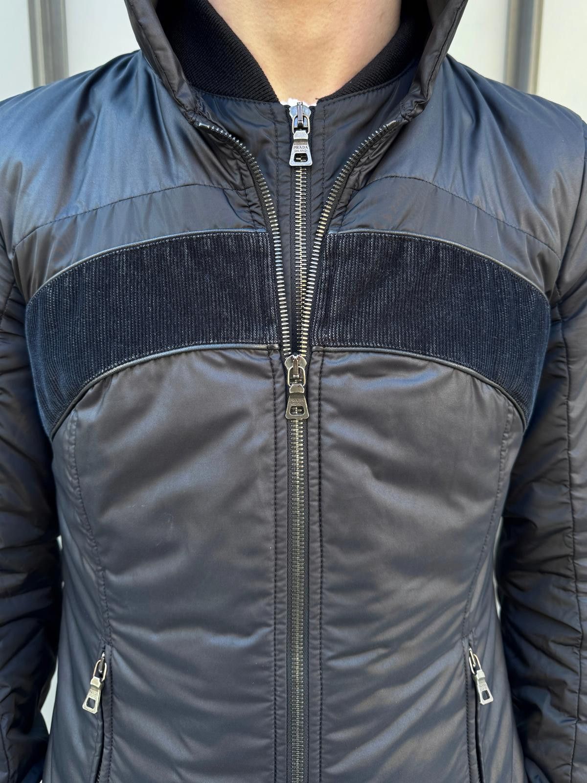 Prada Prada Main Line Nylon/Leather Double Layer Jet Black Jacket Size S / US 4 / IT 40 - 2 Thumbnail