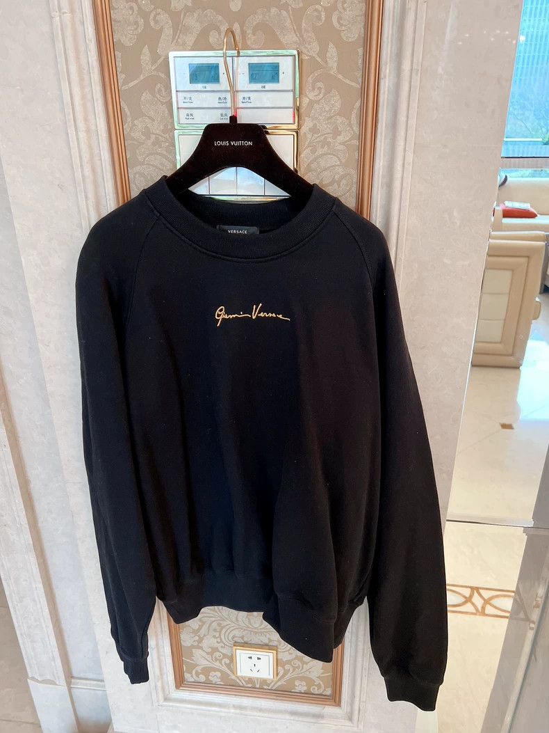 Versace Versace Gold embroidered black sweatshirt Size L / US 10 / IT 46 - 1 Thumbnail